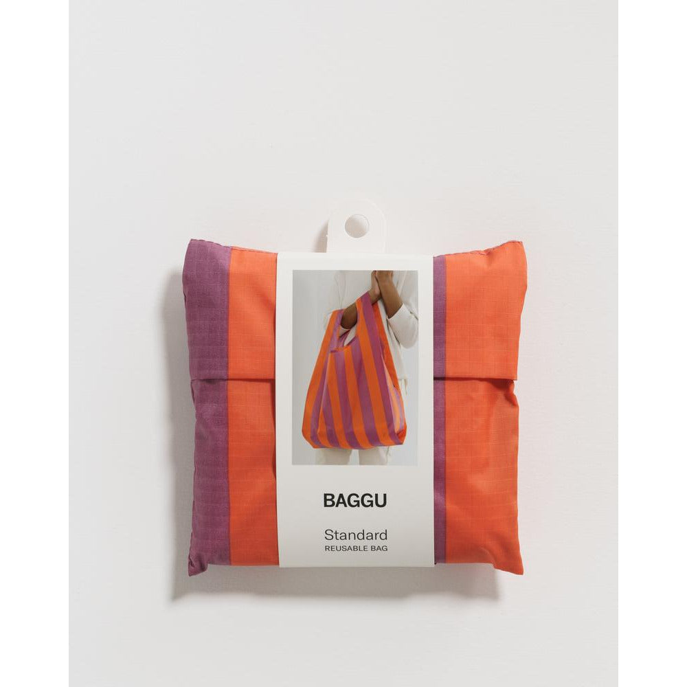 Orange & Mauve Stripe Reusable Bag