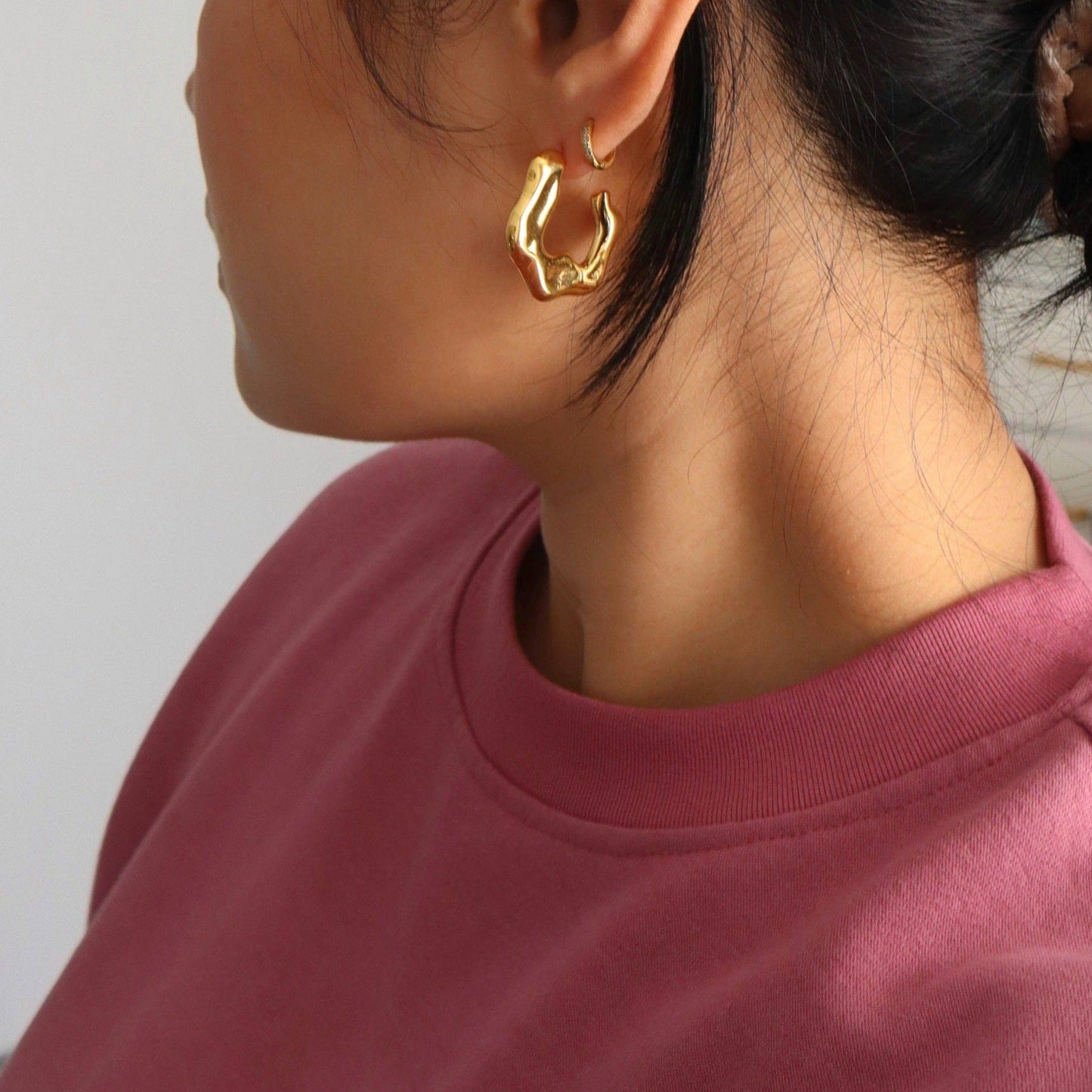 River Hoops | Statement Gold Hoops