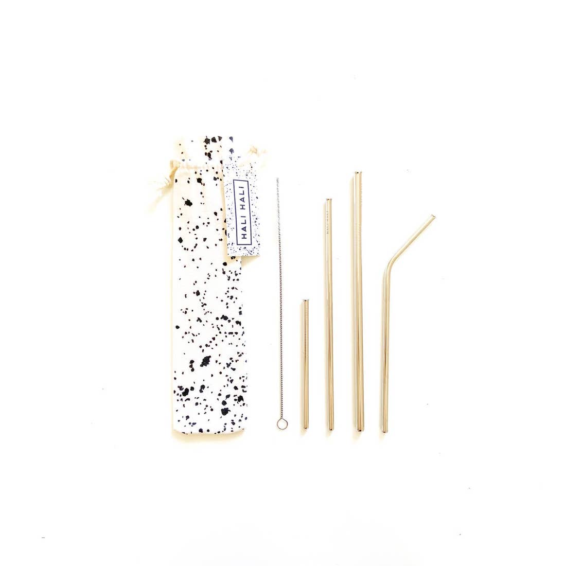 6 piece straw reusable straw set in splatter print