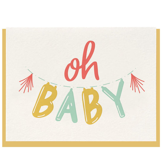 Load image into Gallery viewer, Oh Baby! Letterpress Card - Favor &amp;amp; Fern
