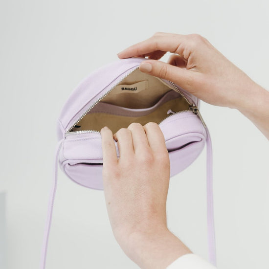 Load image into Gallery viewer, Lilac Canvas Circle Purse - Favor &amp;amp; Fern

