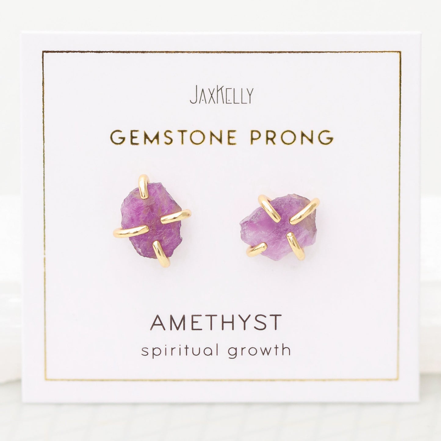 Amethyst Gem Prong Earrings - Favor & Fern