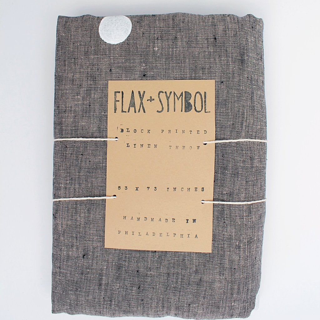Charcoal Linen Throw with Confetti Dots - Favor & Fern