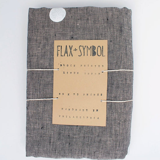 Load image into Gallery viewer, Charcoal Linen Throw with Confetti Dots - Favor &amp;amp; Fern
