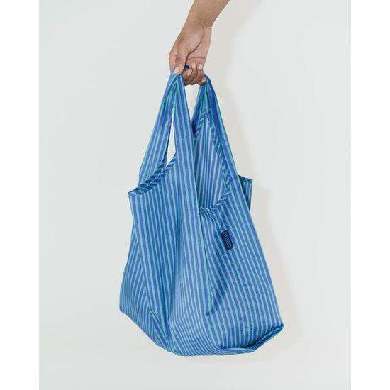 Load image into Gallery viewer, Cobalt &amp;amp; Jade Stripe Reusable Bag
