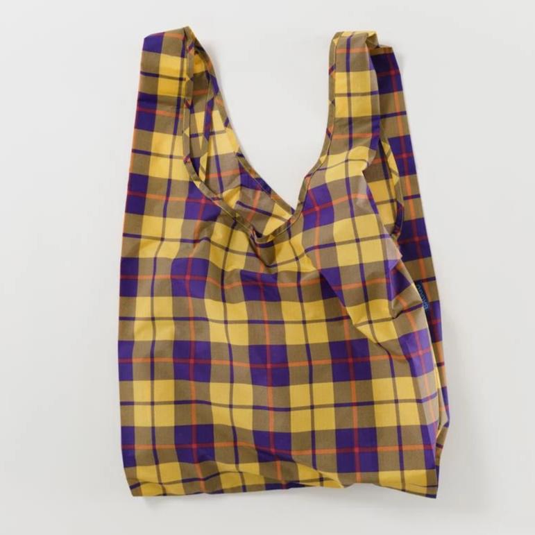 Load image into Gallery viewer, Yellow Tartan Reusable Bag - Favor &amp;amp; Fern

